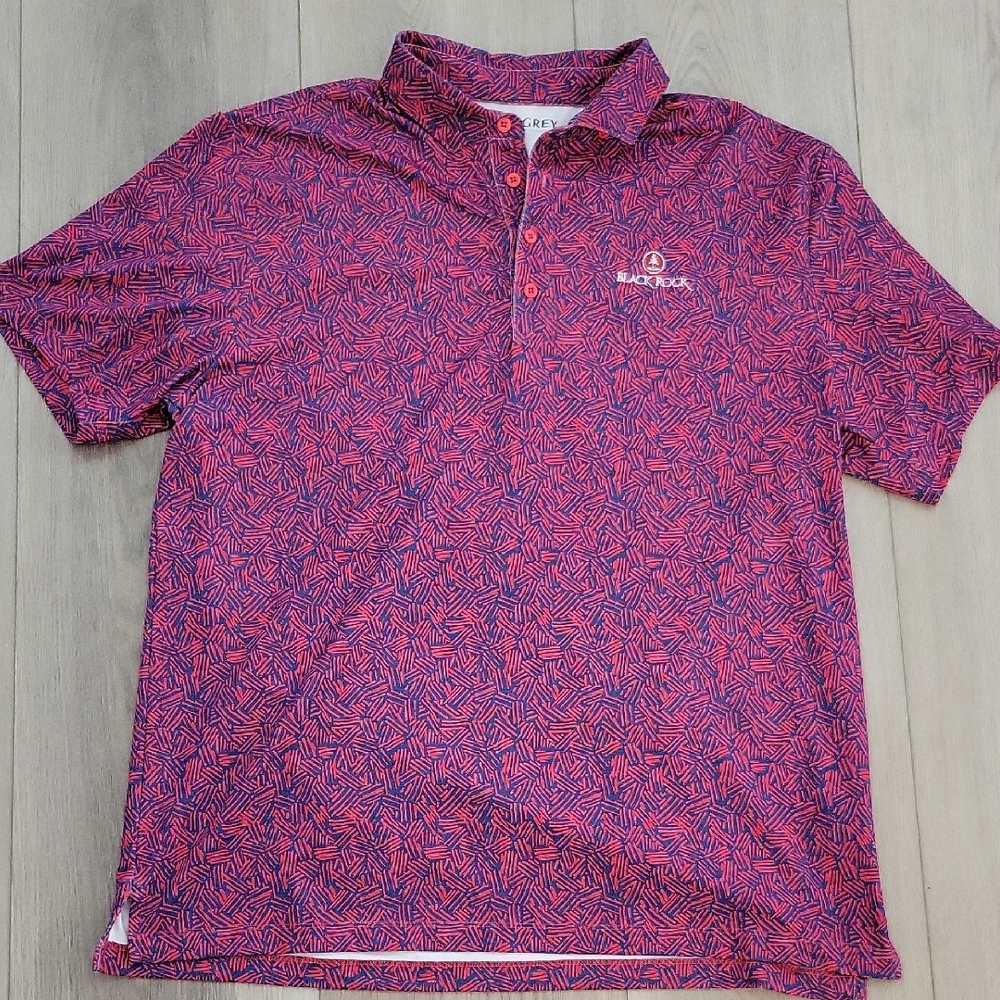 Matte Grey Men's Red And Blue Polo Shirt Black Rock Golf Club